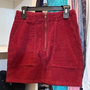 Wild Fable Burgundy Corduroy Skirt with Zipper
